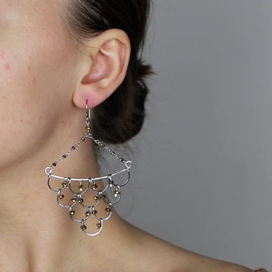 Handmade Silver Chandelier Earrings • Stainless Steel Chandelier Statement Earrings • Women Jewelry Gift • BYSDMJEWELS