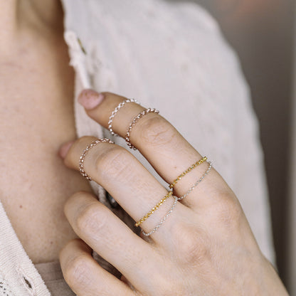 Gold Chain Ring, Simple Delicate Tiny Ring, Gold Stacking Ring, Dainty Chain Ring, Diamond Cut Chain Ring, Minimalist Ring, Thin Stack Ring