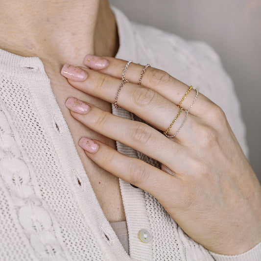 Gold Chain Ring, Simple Delicate Tiny Ring, Gold Stacking Ring, Dainty Chain Ring, Diamond Cut Chain Ring, Minimalist Ring, Thin Stack Ring