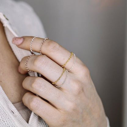 Gold Chain Ring, Simple Delicate Tiny Ring, Gold Stacking Ring, Dainty Chain Ring, Diamond Cut Chain Ring, Minimalist Ring, Thin Stack Ring