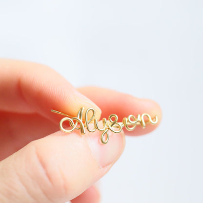 Custom Handwritten Name Ear Climber • Personalized Ear Climber Earrings • Name Ear Cuff • BYSDMJEWELS