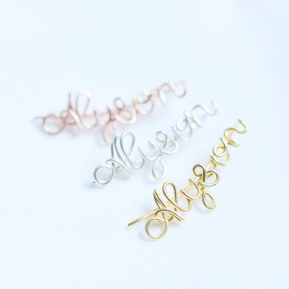 Custom Handwritten Name Ear Climber • Personalized Ear Climber Earrings • Name Ear Cuff • BYSDMJEWELS