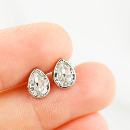 Dainty Teardrop Stud Earrings, Silver, Rose Gold, BYSDMJEWELS