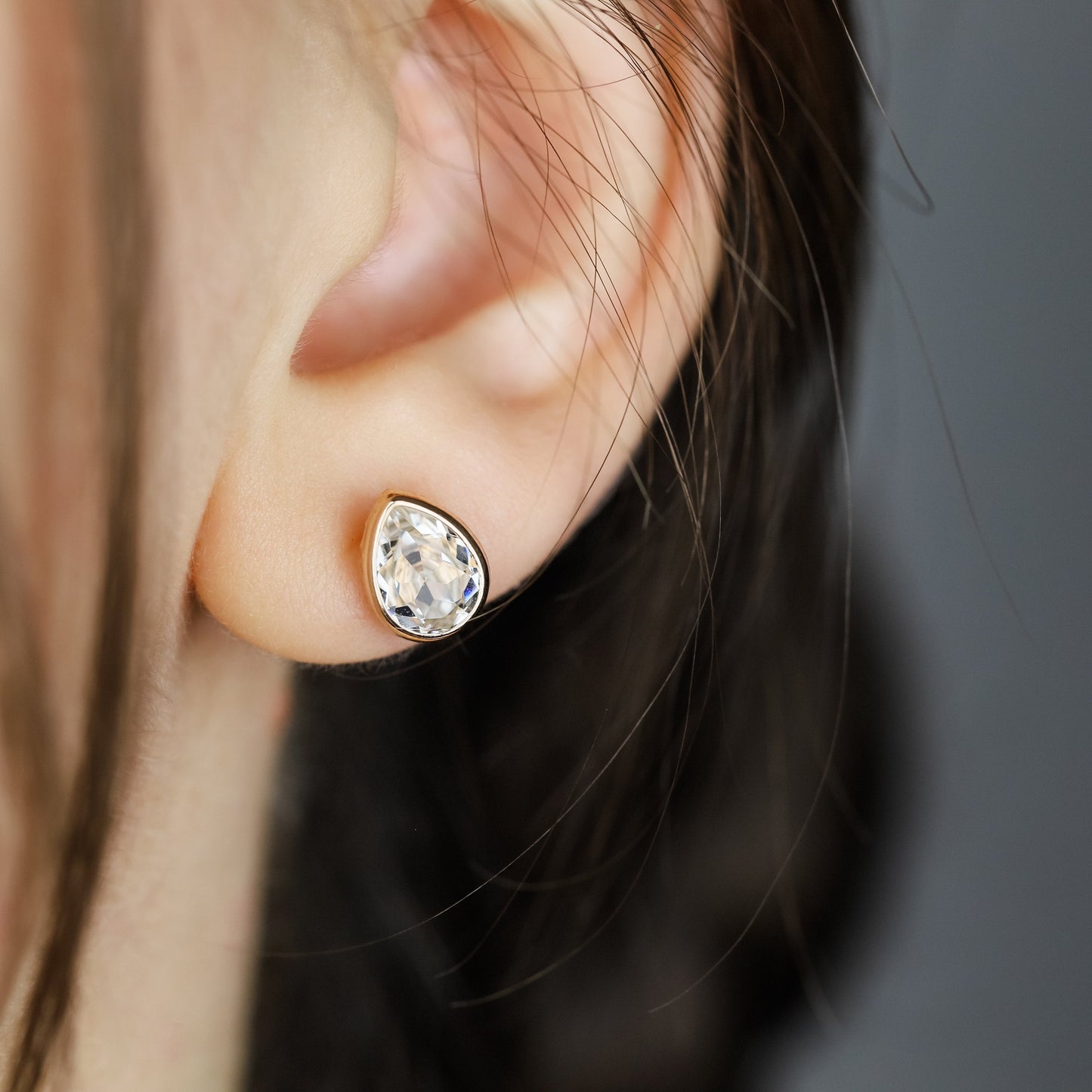 Dainty Teardrop Stud Earrings, Silver, Rose Gold, BYSDMJEWELS