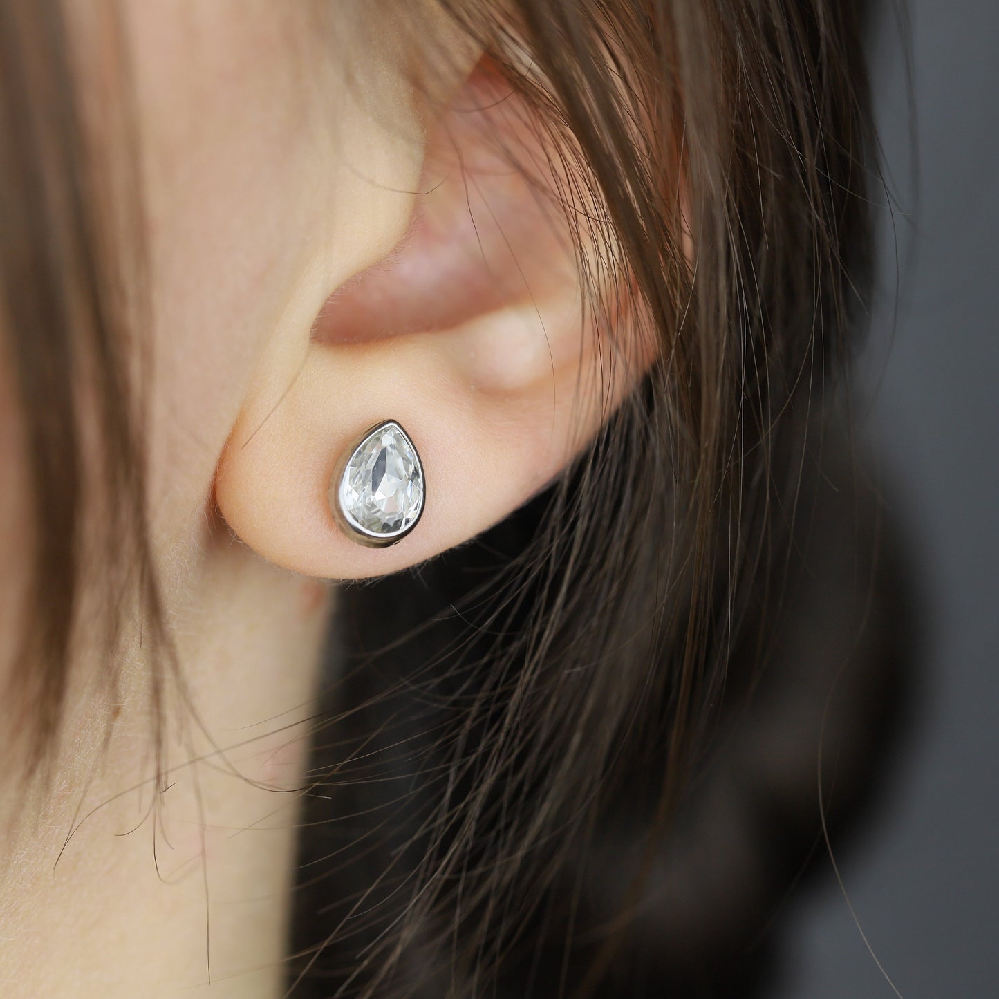 Dainty Teardrop Stud Earrings, Silver, Rose Gold, BYSDMJEWELS
