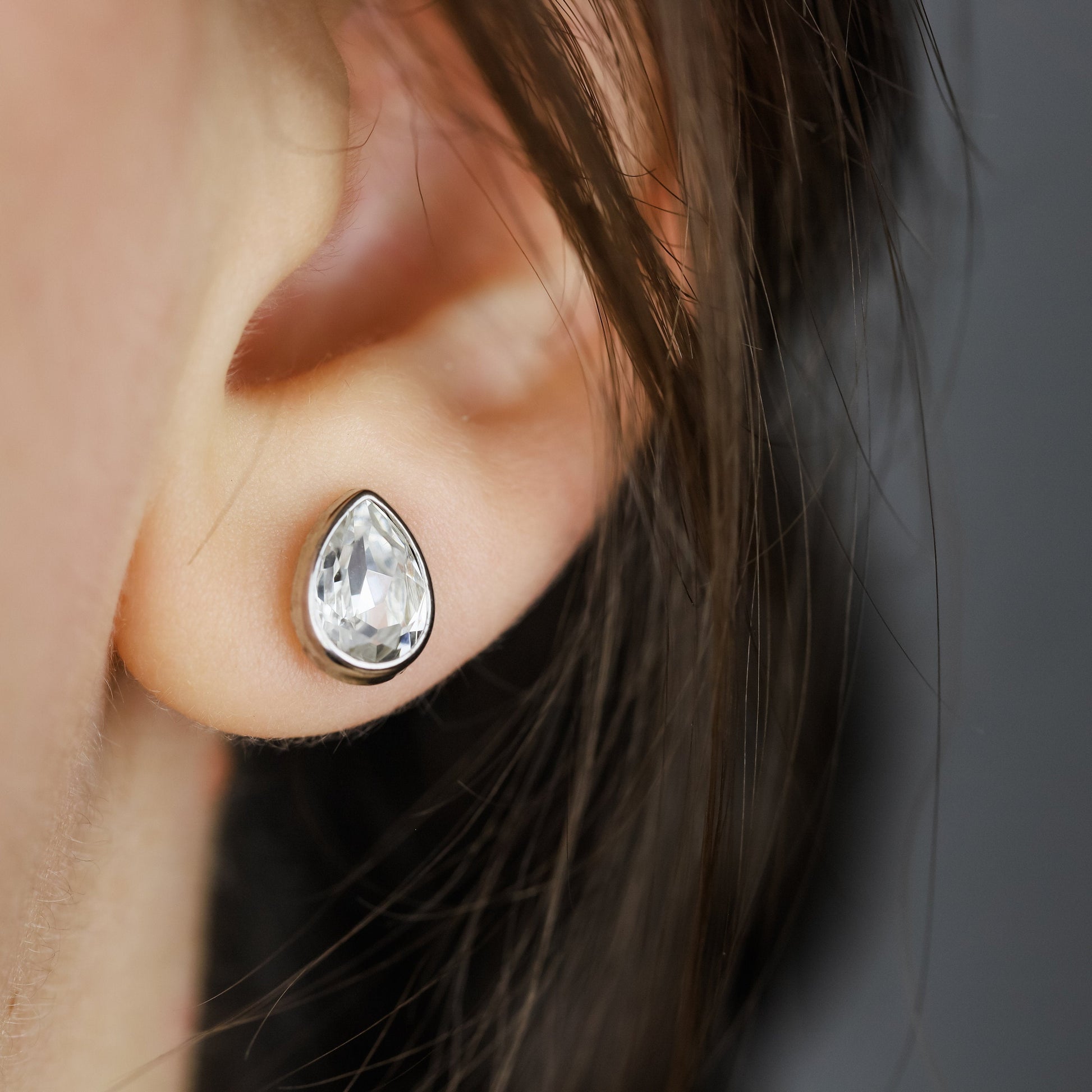 Dainty Teardrop Stud Earrings, Silver, Rose Gold, BYSDMJEWELS
