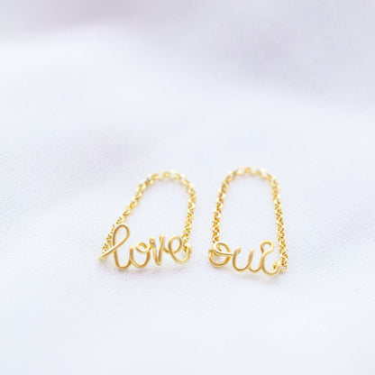 Personalized Name Ring Cursive Letter Name Ring Custom Ring Minimalist Gold Chain Ring Love Ring Oui Ring Gift For Mom Best Friend Gift