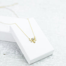 Load image into Gallery viewer, Gold Pave Bee Necklace Bee Charm Layering Necklaces Dainty Bee Jewellery Minimalist Necklace Bridesmaid Gift Gift for Mom Gift for Her freeshipping - Bysdmjewels
