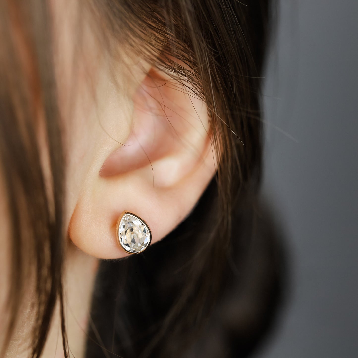 Dainty Teardrop Stud Earrings, Silver, Rose Gold, BYSDMJEWELS