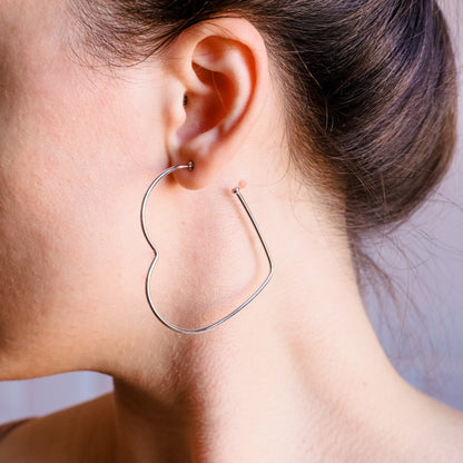 Heart Hoops Earrings 925 Sterling Silver • Heart Hoop Earrings • Heart Shape Hoops Earrings • Large Heart Hoop Earrings • Heart Hoops • Love freeshipping - Bysdmjewels