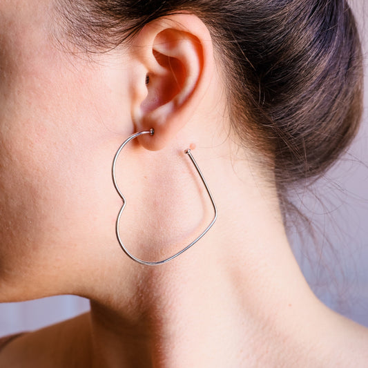 Heart Hoops Earrings 925 Sterling Silver • Heart Hoop Earrings • Heart Shape Hoops Earrings • Large Heart Hoop Earrings • Heart Hoops • Love freeshipping - Bysdmjewels